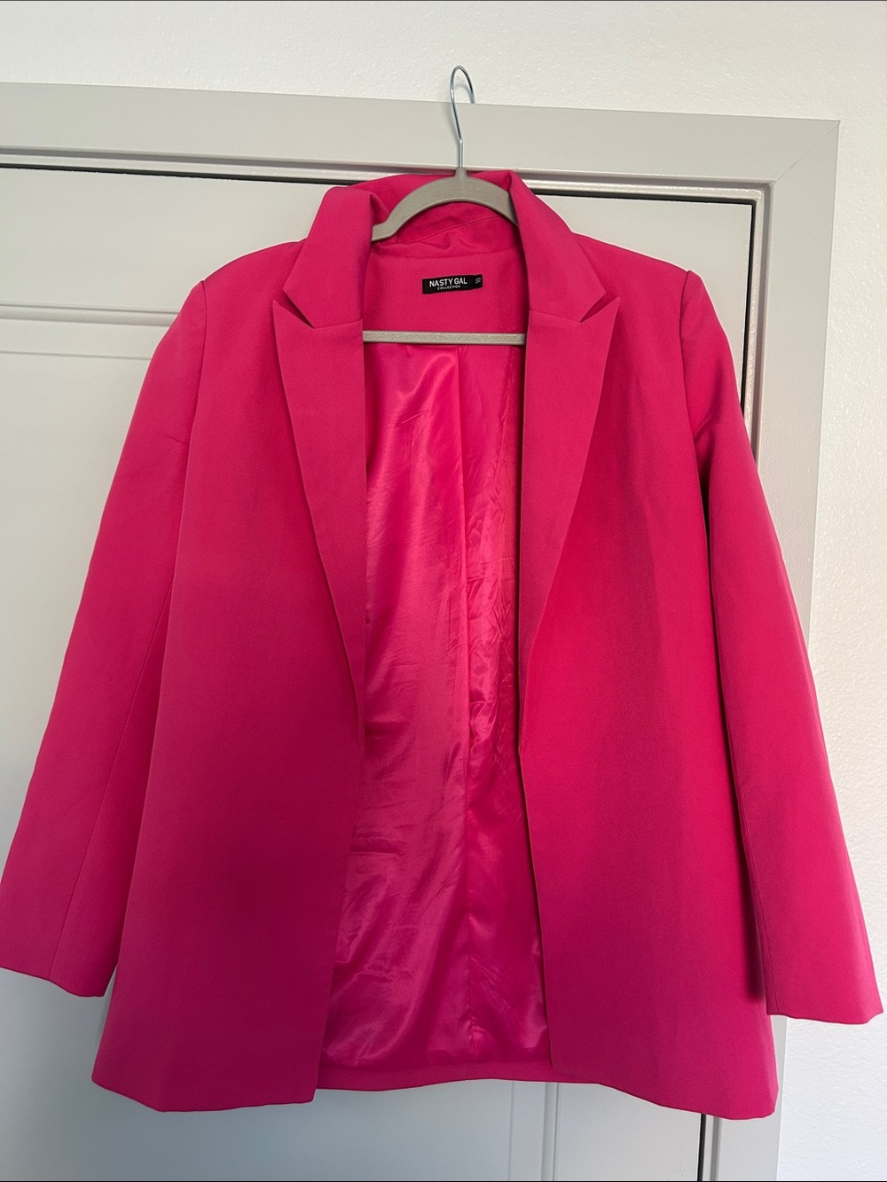 Nasty Gal Hot Pink Tailored Open Blazer